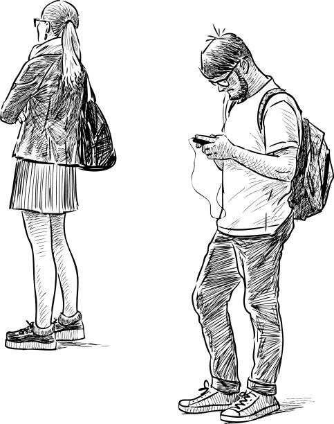 公共汽车站上的普通人图片下载