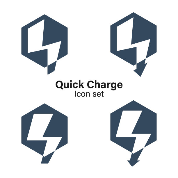 Q字母标志用雷电闪电负极图片下载