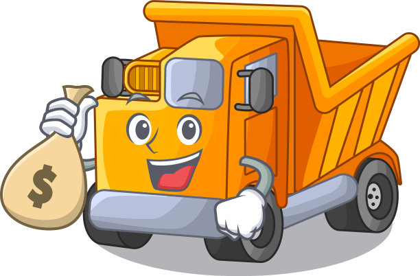 用钱袋把卡通卡车放在桌上学习图片下载