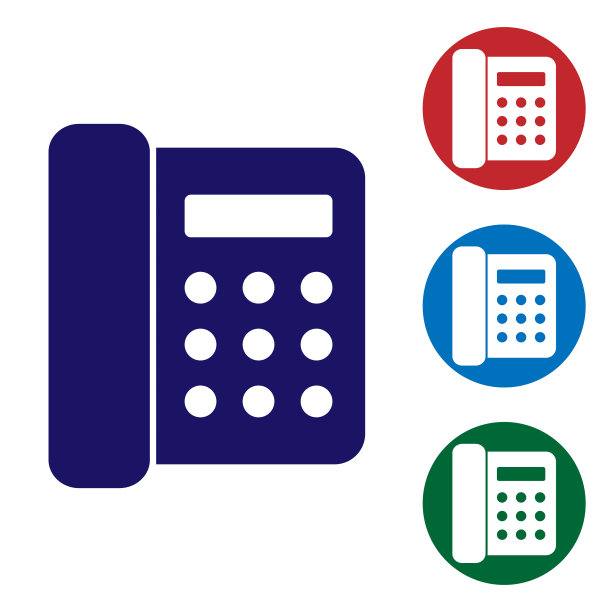 白色背景上孤立的蓝色电话图标图片下载