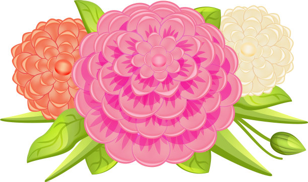 时尚茶花花束图标卡通风格图片下载