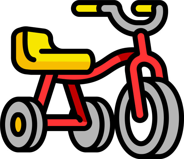 儿童三轮车图标轮廓风格图片下载