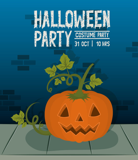 万圣节庆祝卡片与南瓜性格图片下载