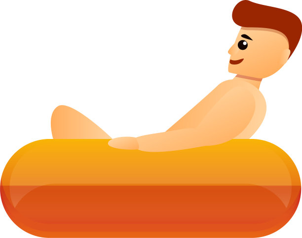 男孩休息在充气环图标卡通风格图片下载