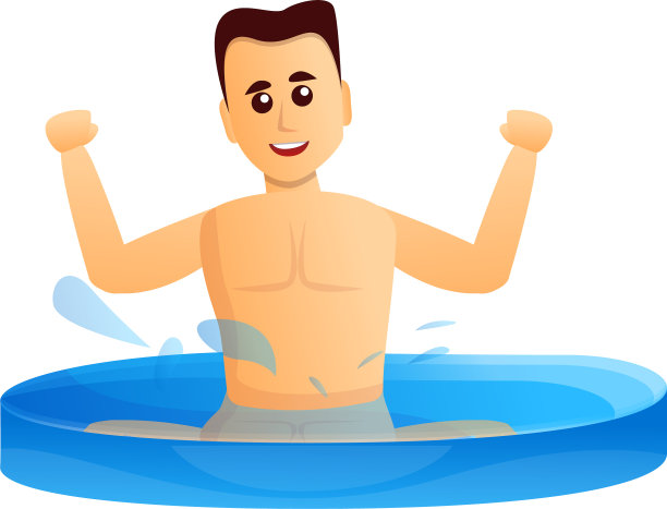 男子游泳在儿童游泳池图标卡通风格图片下载