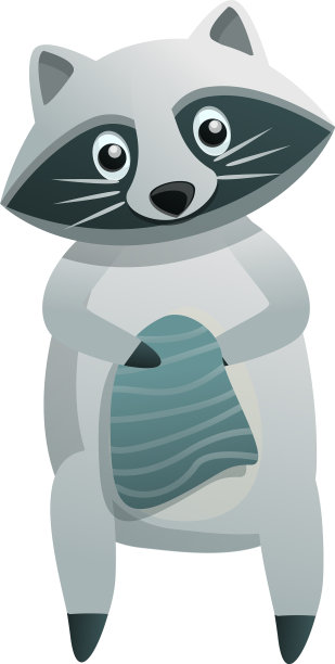 浣熊清洁图标卡通风格图片下载