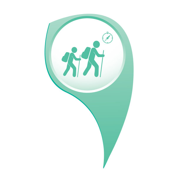 带有指南针图标的徒步旅行者图片下载