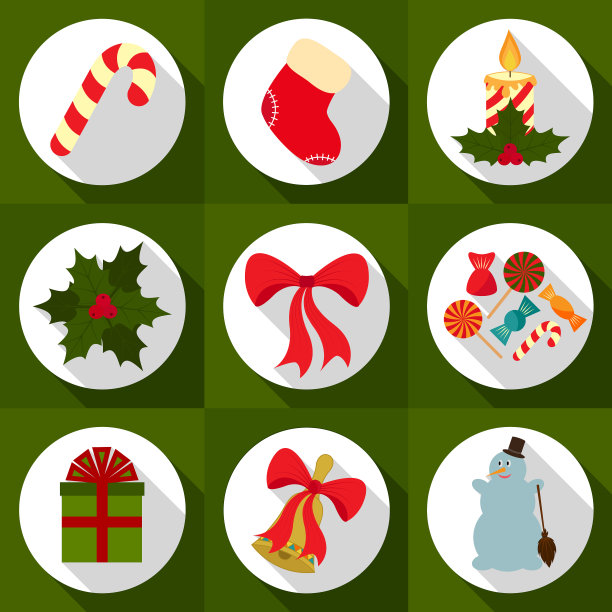 为圣诞节和新年设计设置图标图片下载