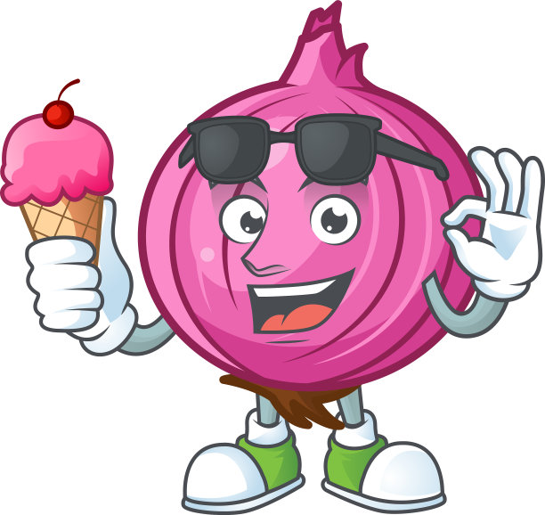 用冰淇淋配红洋葱卡通人物配图片下载