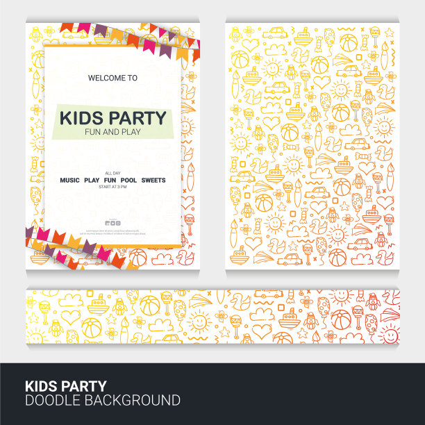 儿童涂鸦的传单或宣传册模板图片下载