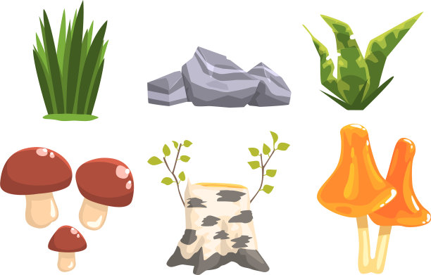 自然森林景观元素设置植物图片下载