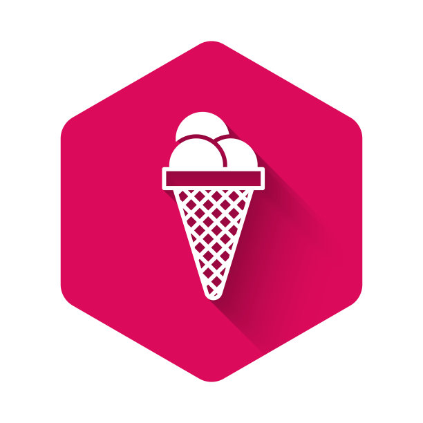 白色冰淇淋在华夫蛋筒图标孤立与图片下载