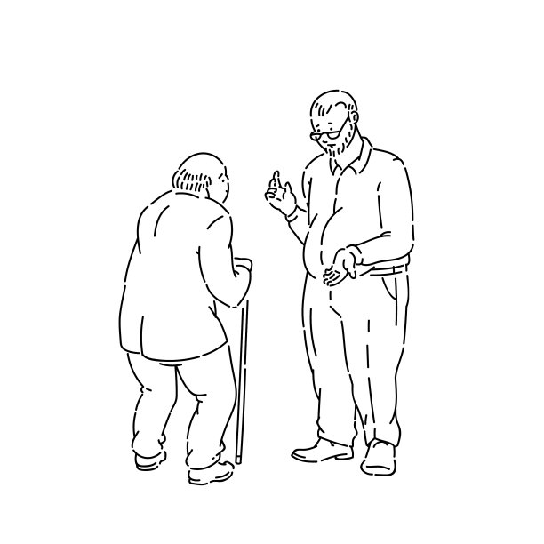 老男人谈论线条艺术黑人白人图片下载