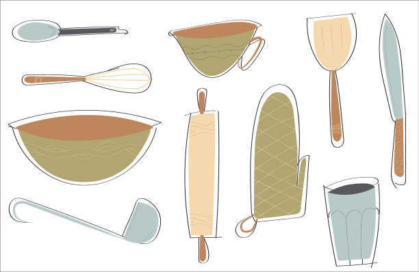 厨房餐厅餐具餐桌套图形图片下载