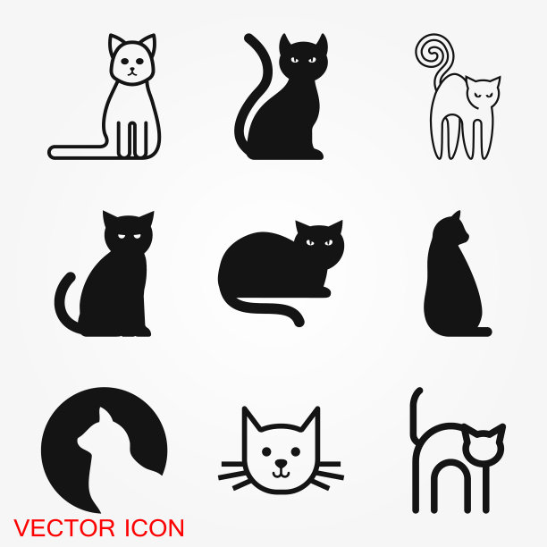 猫图标标志设计模板扁平化风格图片下载