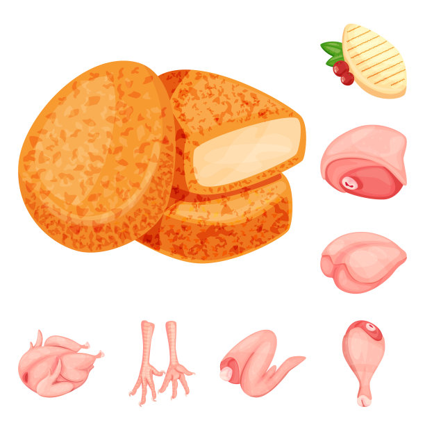 设计肉和生肉符号集肉图片下载