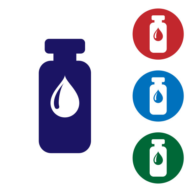 蓝色医用小瓶安瓿图标隔离图片下载