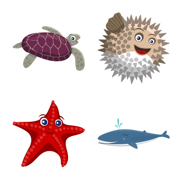 孤立对象海和动物符号集图片下载
