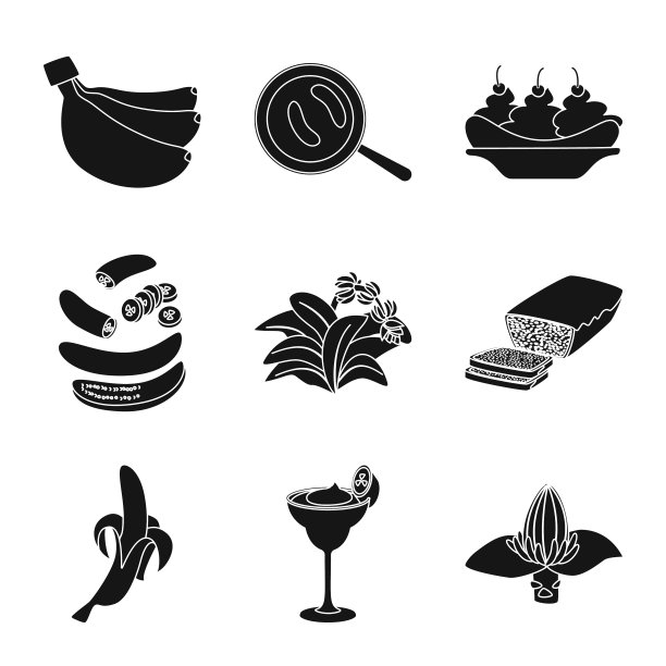 设计维生素和饮食图标套图片下载