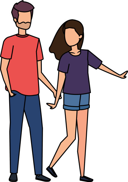 年轻情侣和情侣的化身图片下载