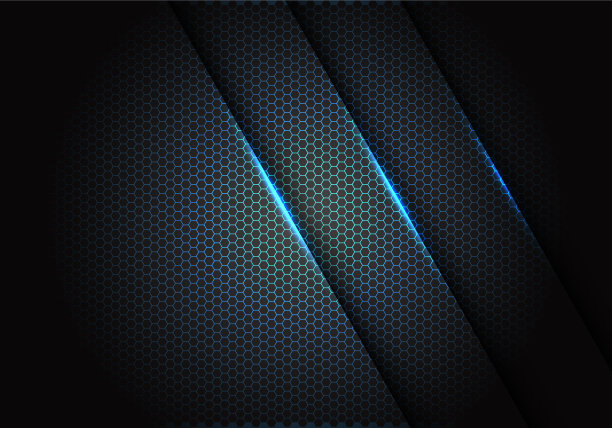深灰色六边形网格图案上的蓝光图片下载
