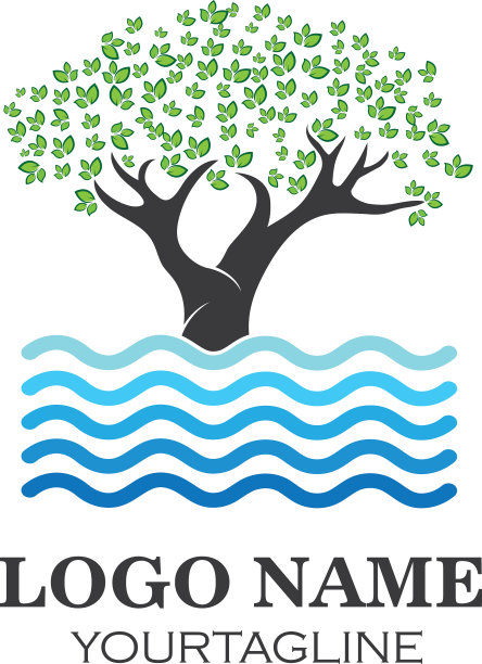 树和水的象征和图标去绿色生态图片下载