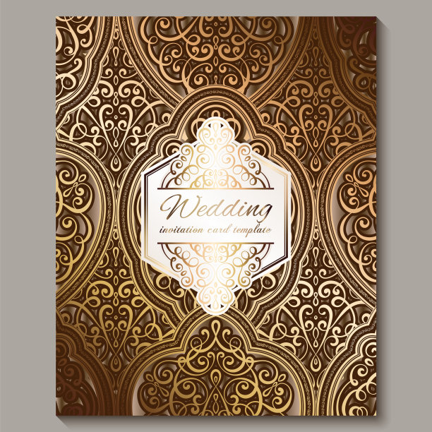 青铜和金色的婚礼请柬图片下载