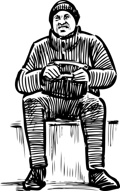 画一个坐在公园长椅上微笑的人图片下载