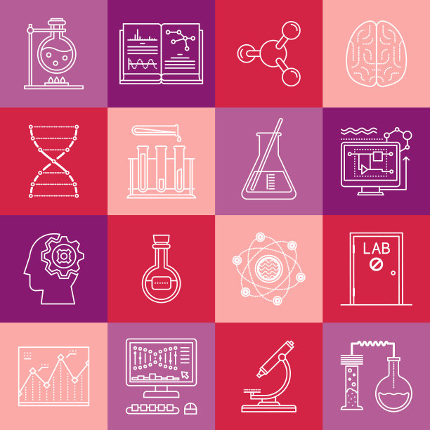 科学与医学线性极简图标集图片下载