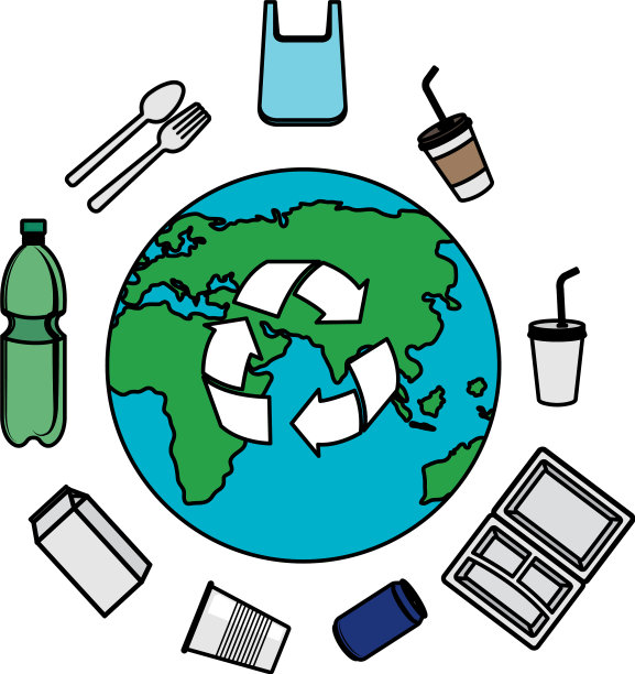 地球上有回收箭头和可回收产品图片下载