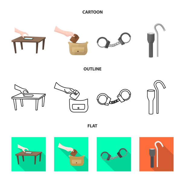犯罪和盗窃标志集图片下载