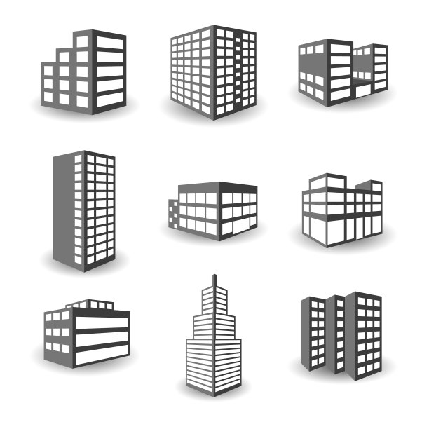2.5D建筑图标集（白色背景）图片下载