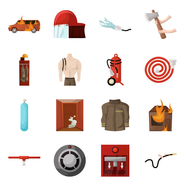 设计消防员和火的符号图片下载