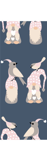 垂直无缝边框与可爱的侏儒和小鸟图片下载