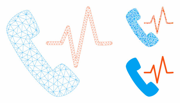 电话网格二维模型和三角形马赛克图片下载