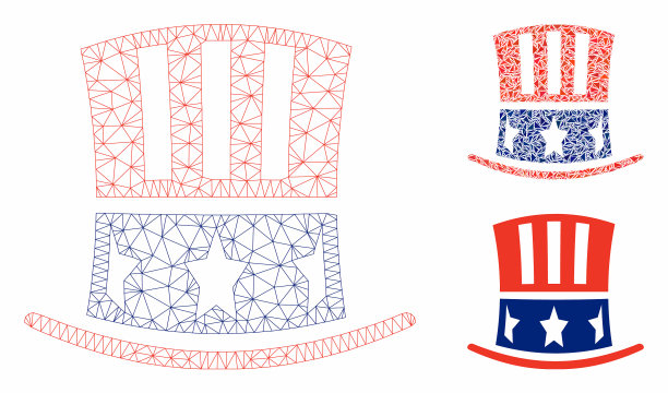 山姆大叔的帽子和网状骨架模型图片下载