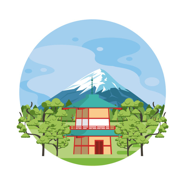 大自然中的日本寺庙图片下载