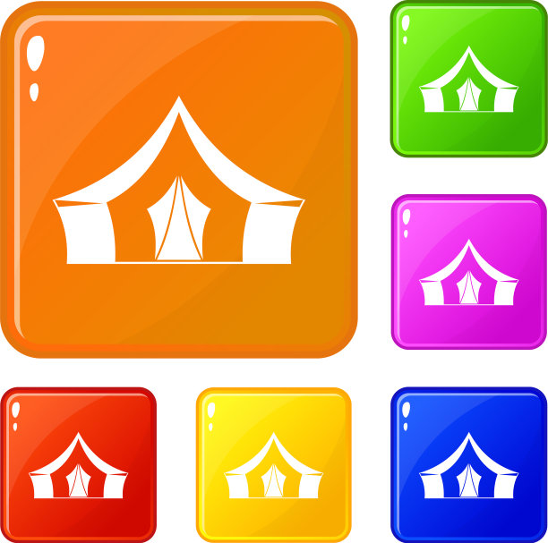 帐篷露营标志图标设置颜色图片下载