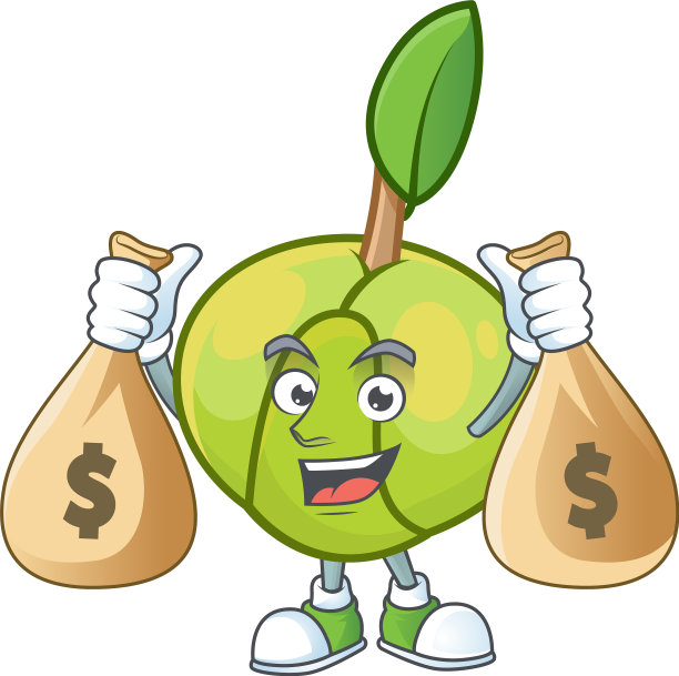 卡通里有钱袋大象苹果水果图片下载