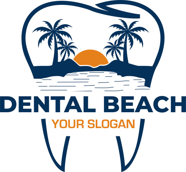 牙科海滩标志设计图片下载