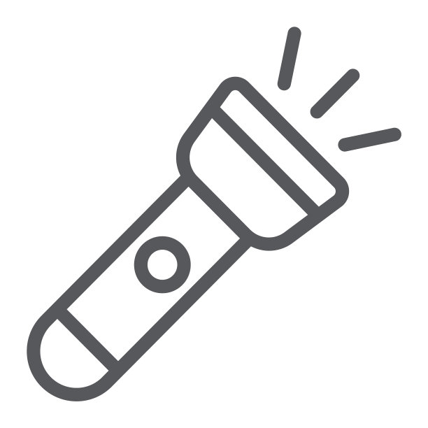 手电筒线条图标灯和电灯图片下载