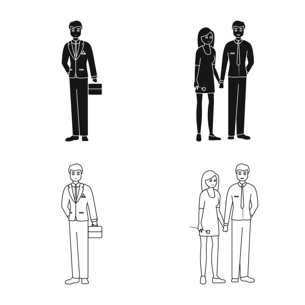 设计人物和化身标志套装图片下载