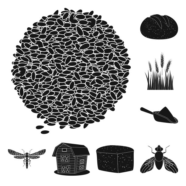 孤立对象黑麦和植物符号集图片下载