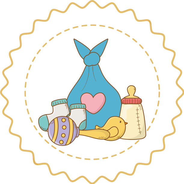 沐浴圆形标签邮票与卡通图片下载