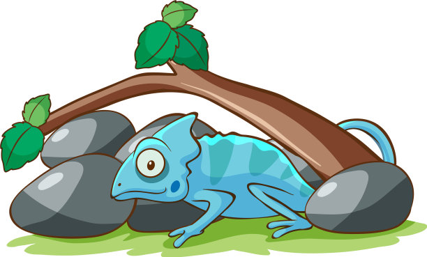 蓝色变色龙下支图片下载