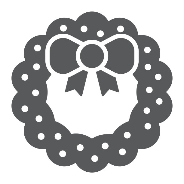 圣诞花环与弓字形圣诞图标图片下载