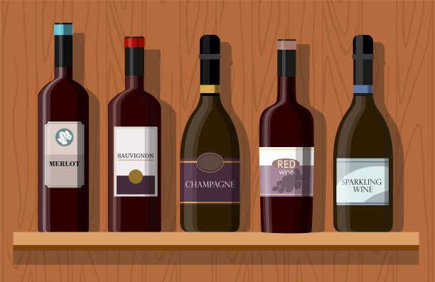 架子上有几瓶葡萄酒图片下载