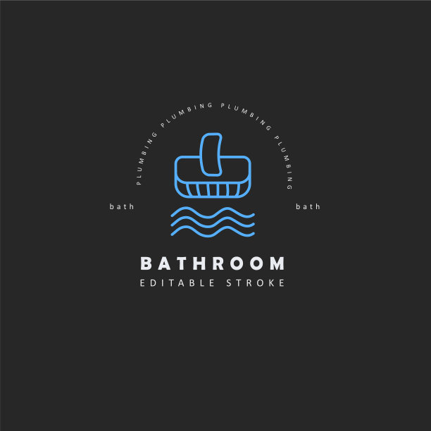 浴室可编辑轮廓的图标和标志图片下载