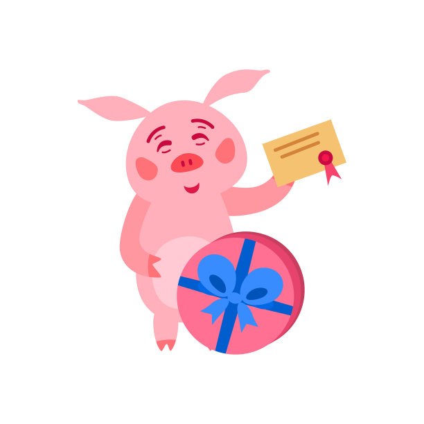 圣诞快乐的小猪和礼物盒图片下载