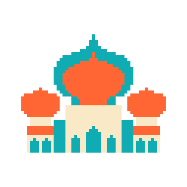 清真寺像素艺术伊斯兰宗教寺庙8位图片下载